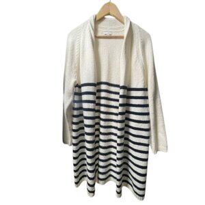 J.Jill Ivory Navy Striped Open Front Duster Cardigan Women's size XL